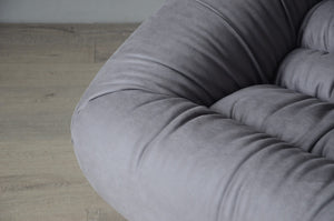 Lilys Verona Sofa Chair Cloudy Gray Nubuck Leather Fabric 44.5X41.4X27.8H(Dior-91) 9126-GRAY