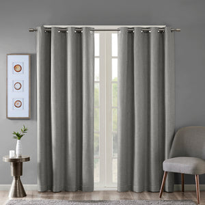 SunSmart Maya Casual Printed Heathered Blackout Grommet Top Curtain Panel SS40-0026 Grey