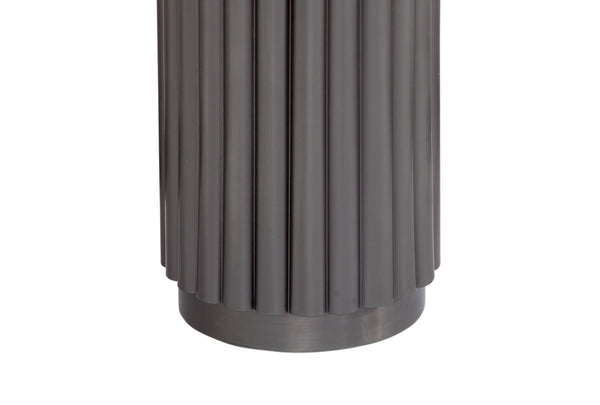 Basset Mirror Dillon Accent Table: Modern Pewter Fluted Base With Solid White Indian Marble Top For Stylish Decor Gray Aluminum,Marble 9127-lr-223