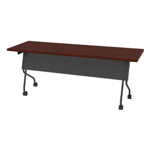 OSP Home Furnishings 6' Nesting Training Table Flip Top Laminate Surface with Locking Casters for Offices Mahogany 84226TM
