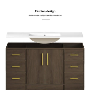 English Elm 48"dark Espresso Bathroom Vanity with 9 Drawers and Soft Close Cabinet Doors Dark Brown W3133S00024