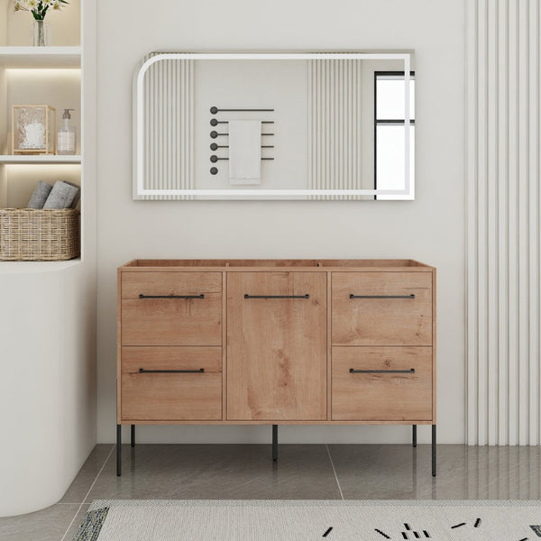 English Elm 48" Freestanding Bathroom Vanity with Soft Close Door 4 Drawers Plywood Build W999P405132