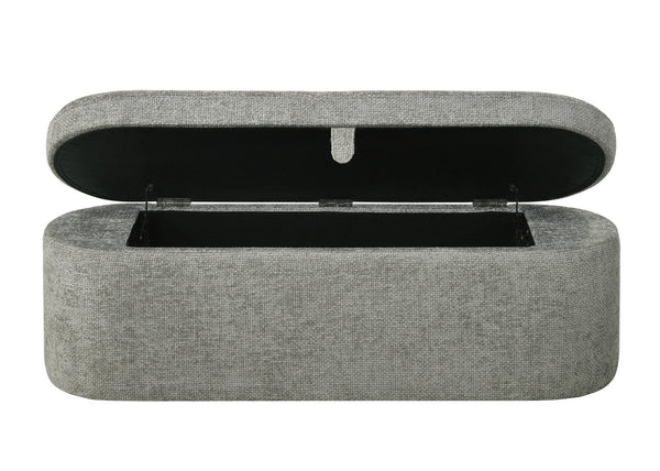 English Elm 1pc Storage Bench with Hidden Compartment Cushioned Seat Sturdy Wooden Frame Tweed Upholstery for Entryway Light Gray 49 L x 19.5 W x 19.5 H B011P360635