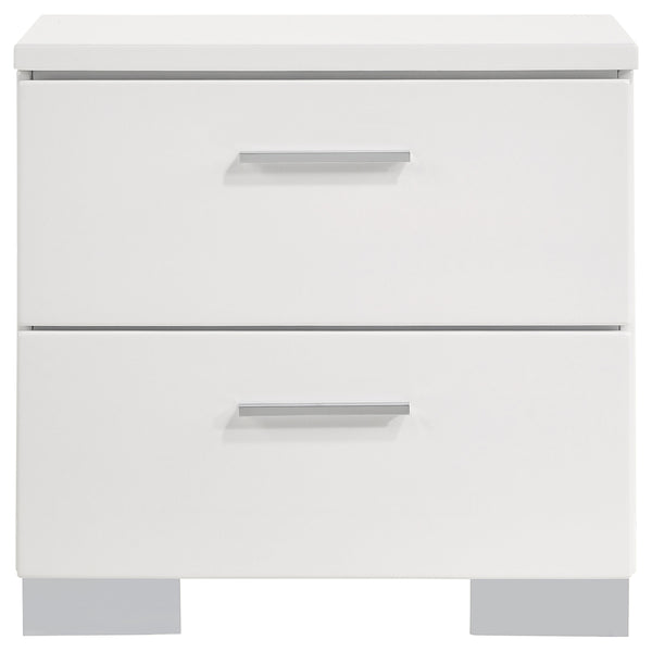 English Elm Dulcey White High Gloss 4-Piece Queen Bedroom Set: Modern Elegance With Led Ambience & Ample Storage B062S01332