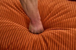 English Elm Corduroy Plush 2-Seat Sofa with 2 Back Cushions, Toss Pillows & Ottomans — Deep Seat Comfort Orange W2363S00066