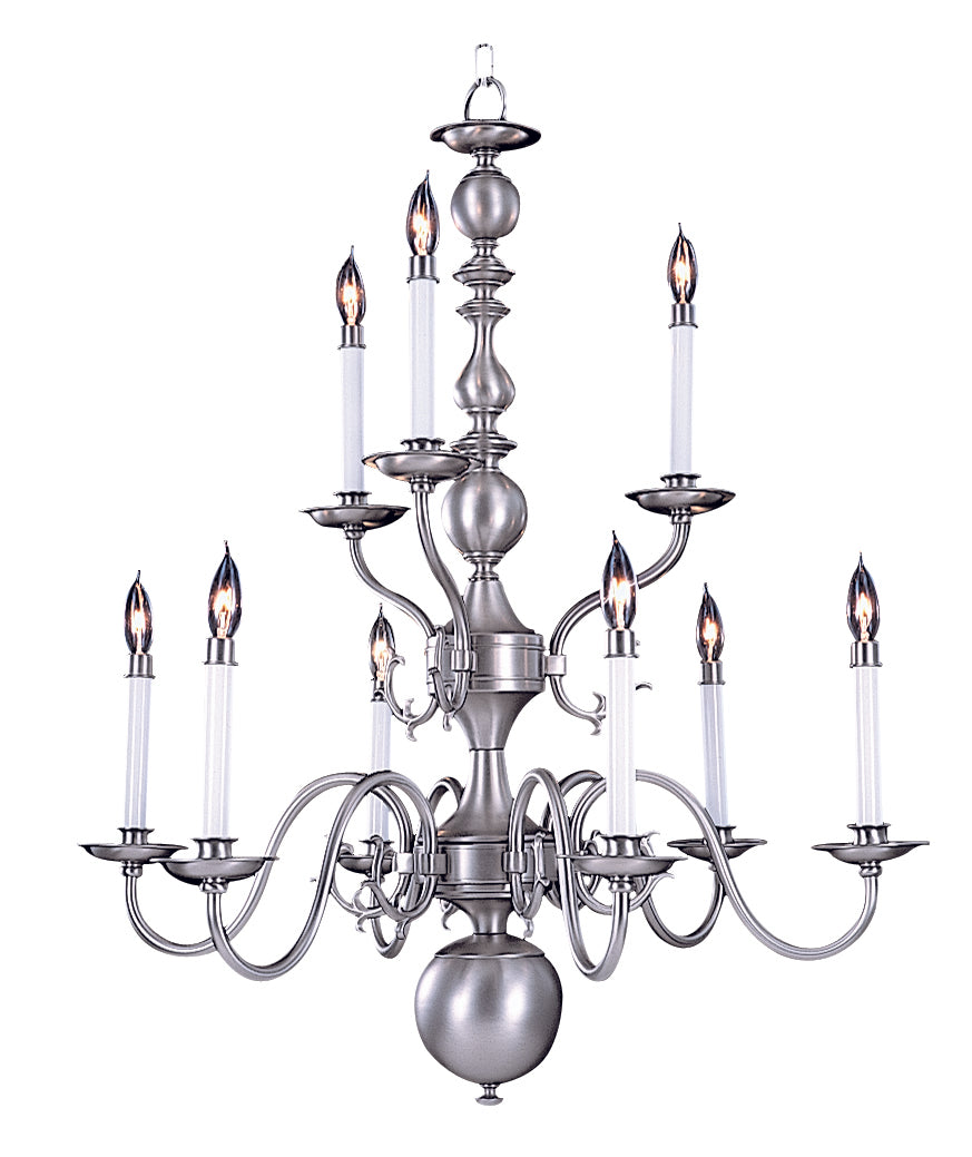 Framburg 9-light Rustic Jamestown Dining Chandelier - Exquisite Early American Design For Timeless Elegance Satin Pewter Metal 7919 Sp