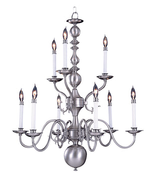 Framburg 9-light Rustic Jamestown Dining Chandelier - Exquisite Early American Design For Timeless Elegance Satin Pewter Metal 9129 Sp