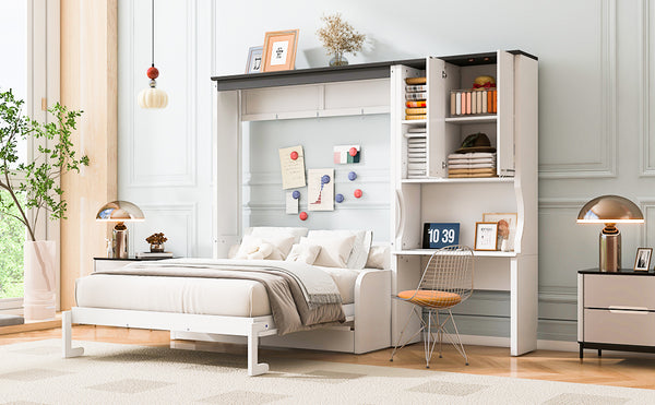 English Elm Multi-Functional Murphy Bed With Sofa, Desk & Storage – Stylish Space-Saving Design For Modern Living N7090000605K