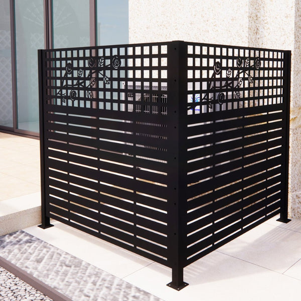 English Elm W48'' Galvanized Steel Outdoor Privacy Panels Powder Coated Slat Fence for Yard Enclosures W1586P455947
