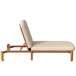 English Elm Outdoor Acacia Wood Chaise Lounge Reclining Patio Chair with Cushion for Poolside Brown N719P445623D
