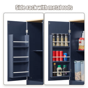 English Elm 53'' Kitchen Storage Islands with Drawers and Trash Can Storage, Modern Farmhouse Design, 53.2"W x 20.9"D x 38.0"H Navy Blue W1820P281266
