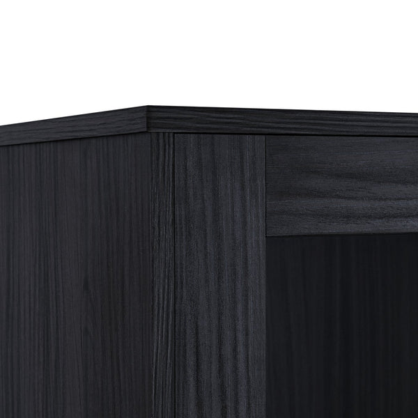 English Elm 60'' Tall Display Cabinet with LED Lighting, Tempered Glass Doors, 4 Adjustable Shelves & Drawers Black N845P261801B