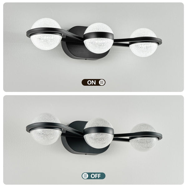 English Elm Bathroom Vanity Light - Modern 3-Bulb Led Fixture With Crystal-Sand Acrylic Shades For Elegant Spaces W2312P374862