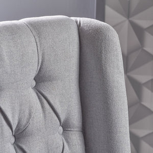 English Elm Dining Chair Set of Two Wingback Button Tufted High Back Birch Leg Upholstered Light Grey 61539.00LGRY