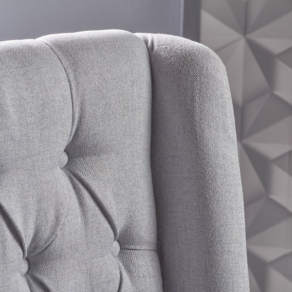 English Elm Dining Chair Set of Two Wingback Button Tufted High Back Birch Leg Upholstered Light Grey 61539.00LGRY