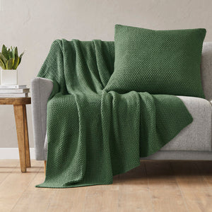 JLA Home INK+IVY - Euro Plush Knit Pillow Cover — Ultra-Soft Acrylic Euro Size with Hidden Zipper, Machine Washable Cozy Texture Green II21-1306