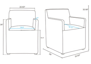 English Elm Anna Modern Square Faux Leather Dining Armchair - Elegant Pewter Gray, Comfort & Durability Combined! B365P398288