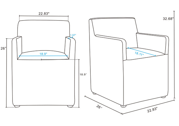 English Elm Anna Modern Square Faux Leather Dining Armchair - Elegant Pewter Gray, Comfort & Durability Combined! B365P398288