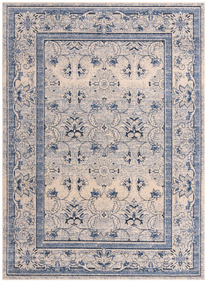 Unique Loom La Jolla Botanica Machine Made Floral Rug Ivory Blue, Beige/Blue/Light Blue/Ivory 9' 0" x 12' 0"