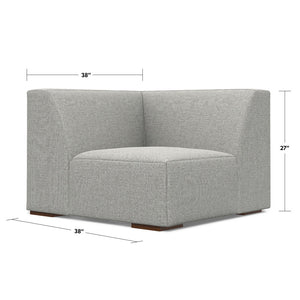 English Elm Rex Pale Grey Corner Sofa Module — Eco-Friendly Performance Fabric, Feather-Wrapped Foam Comfort, 40.6" B136P199233