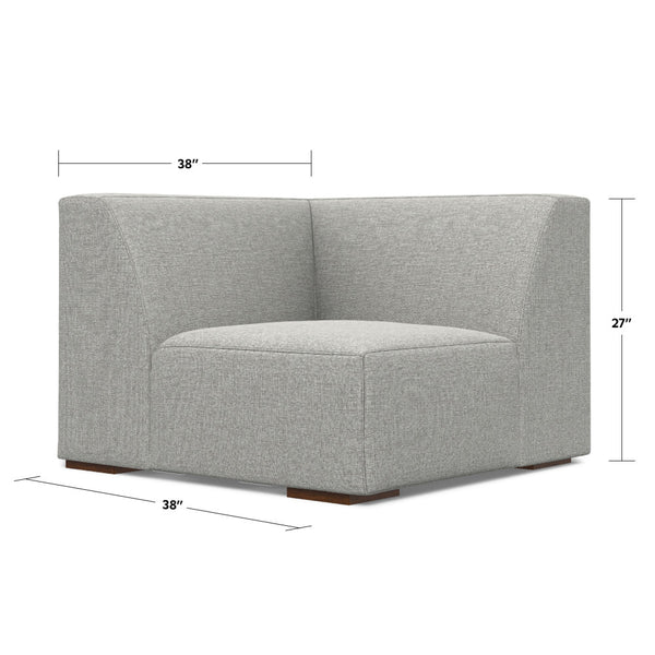 English Elm Rex Pale Grey Corner Sofa Module — Eco-Friendly Performance Fabric, Feather-Wrapped Foam Comfort, 40.6" B136P199233
