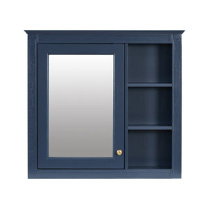 English Elm 30'' Modern Bathroom Vanity with Integrated Mirror Cabinet, Ceramic Sink, 3 Drawers & Ample Storage Blue SW000126AAC-1