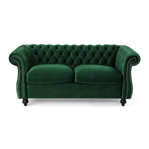 English Elm Christopher Knight Home® - LOVESEAT Plush Velvet Tufted Diamond Stitch with Nailhead Trim and Scrolled Arms for Luxe Comfort Emerald 63045.00NVLTEMD
