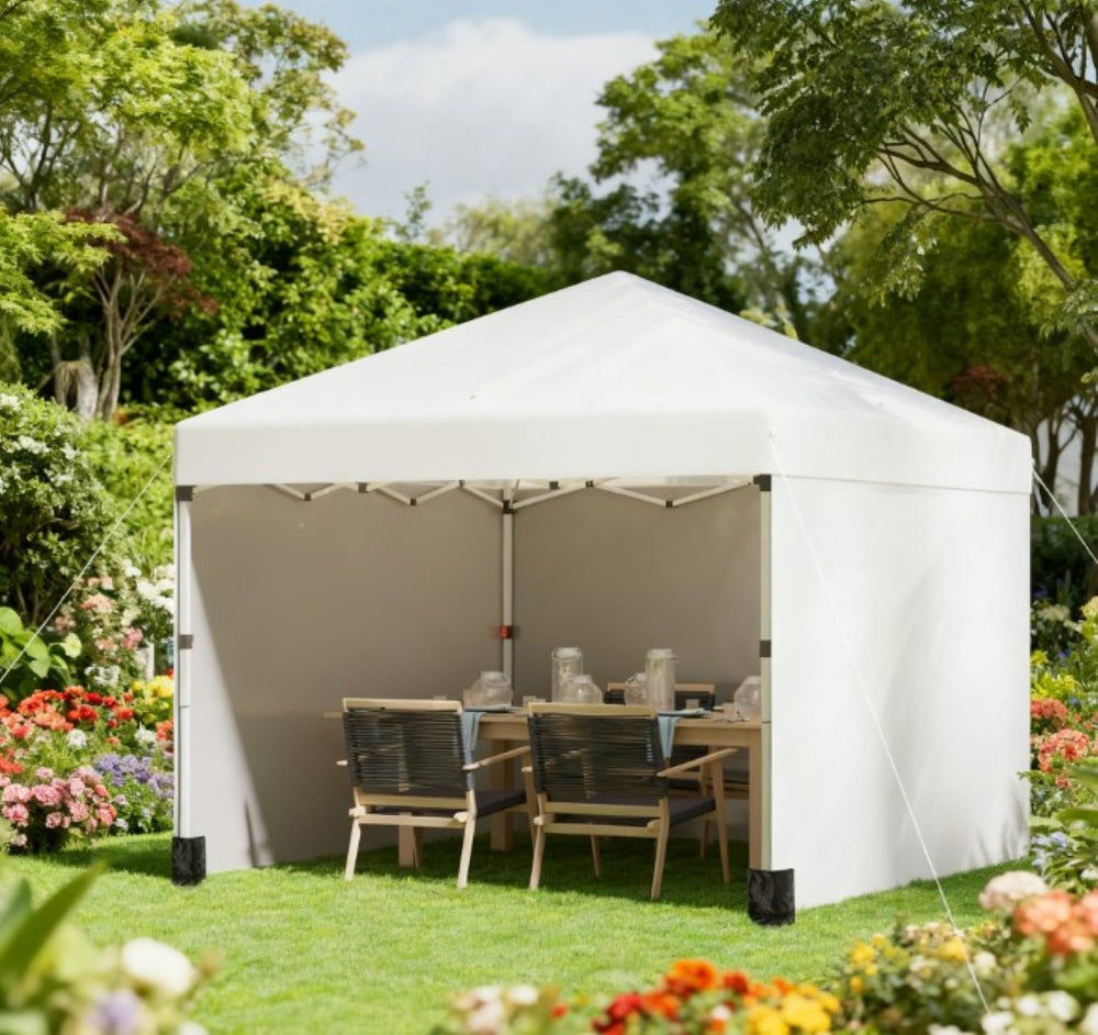 English Elm Height Adjustable Pop up Gazebo with Uv Oxford Canopy Three Sidewalls and Carry Bag T3971P426260