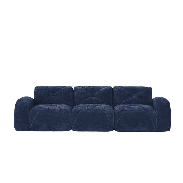 English Elm 110''boneless Velvet Sectional Sofa Modular Cloud Seating with Tufted Cushions for Living Rooms Blue W714S01619