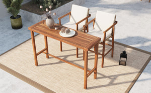 English Elm 3 Piece Acacia Wood Outdoor Bar Set with Cushioned Stools for Patio or Poolside N704G201253A