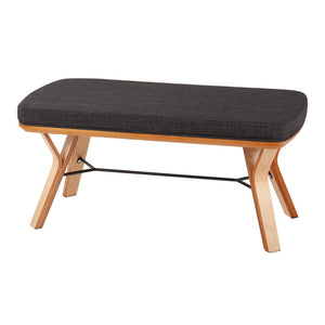 English Elm Folia Upholstered Mid-century Bench with Tapered Wood Legs for Bedroom or Entryway B202S01149