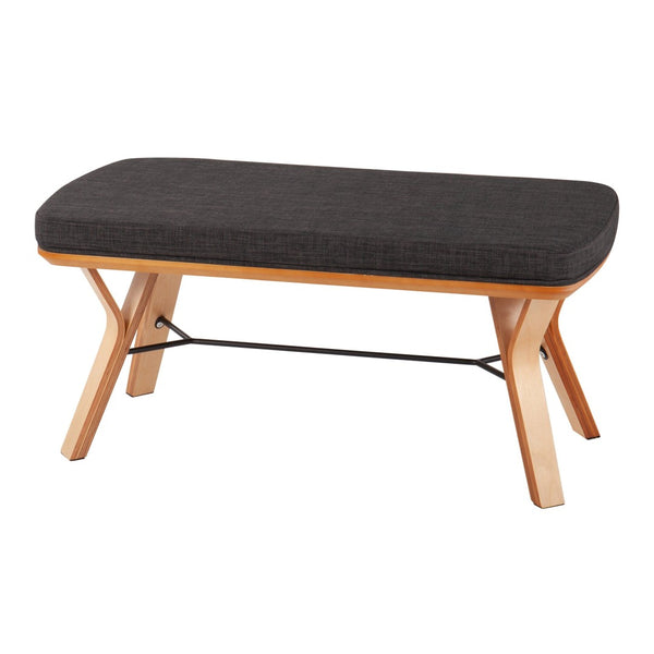 English Elm Folia Upholstered Mid-century Bench with Tapered Wood Legs for Bedroom or Entryway B202S01149