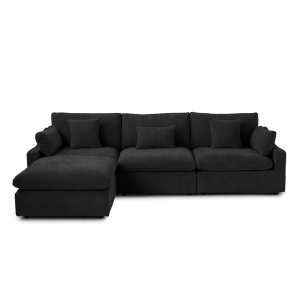 English Elm Sky Cloud Slope Modular L-Shaped Sectional Sofa In Black – Comfortable 4-Seater For Modern Living B341S00031-GIGA