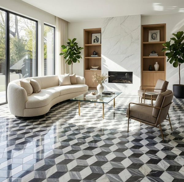 English Elm Hexagon Carrara Gray Polished Marble Floor Wall Tile Spa Inspired Natural Stone W1696P262340