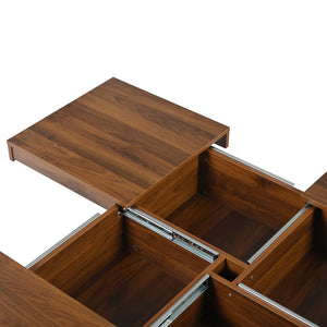 English Elm Square Marble Veneer Coffee Table with Sliding Top Hidden Storage Pedestal Base N735P388120D