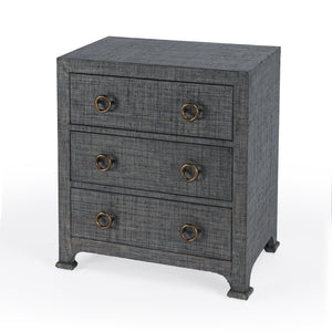 Butler Specialty Chatham Raffia Chest - Versatile 3 Drawer Storage Solution For Bedroom, Hallway, Or Living Room Charcoal Gmelina Arborea Wood,Mdf,Oak Veneer,Saguran Raffia,Aluminum 9130420-butler