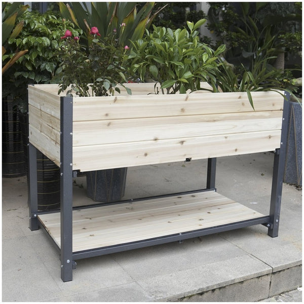 English Elm New Iron and Wood Raised Garden Bed with Drainage Ergonomic Height Outdoor Planter W1431P176217