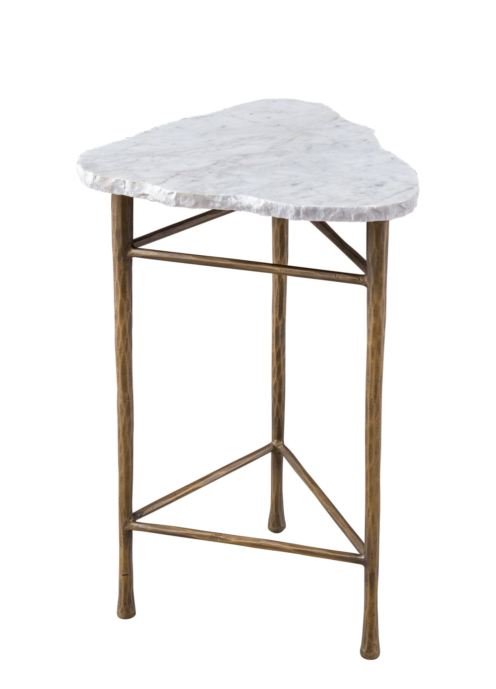 Basset Mirror Knapp Accent Table – Modern Live Edge Design With Luxurious White Marble & Antique Brass Base Brass  9131-lr-223