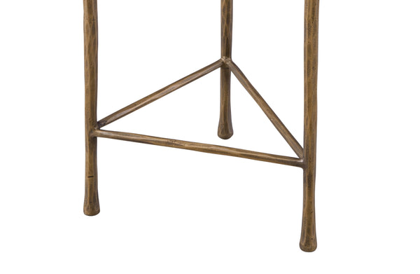 Basset Mirror Knapp Accent Table – Modern Live Edge Design With Luxurious White Marble & Antique Brass Base Brass  9131-lr-223