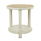 Lilys Amalfi Two Tones Round Side Table With Shelf Antique White 9131-W