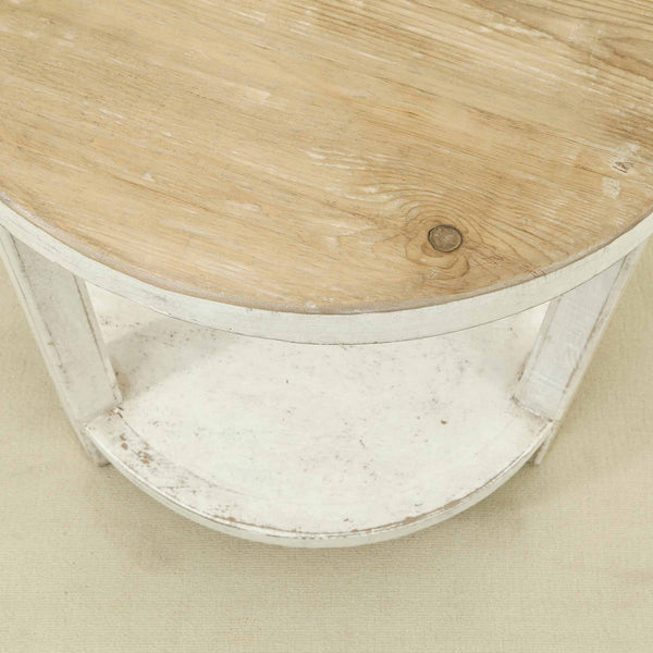 Lilys Amalfi Two Tones Round Side Table With Shelf Antique White 9131-W