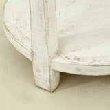 Lilys Amalfi Two Tones Round Side Table With Shelf Antique White 9131-W