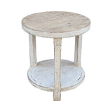 Lilys Amalfi Two Tones Round Side Table With Shelf Antique White 9131-W