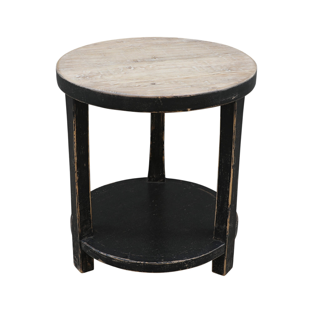 Lilys Amalfi Two Tones Round Side Table With Shelf Antique Black 9131-B