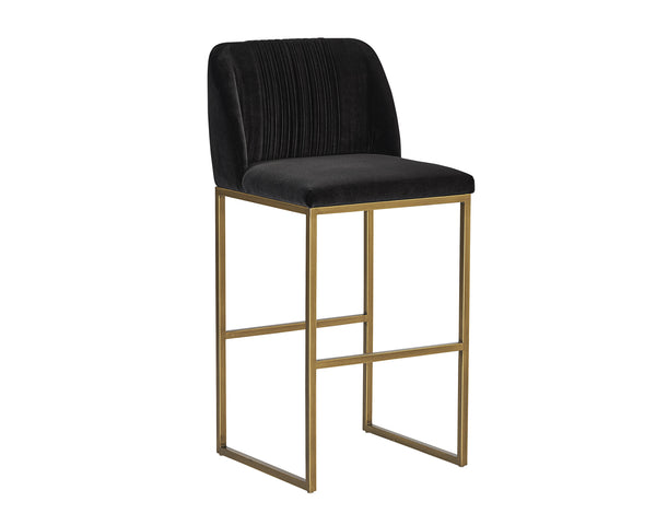 Sunpan Nevin Modern Counter Stool - Stylish Comfort with Antique Brass Legs, Perfect for Any Space Shadow Grey