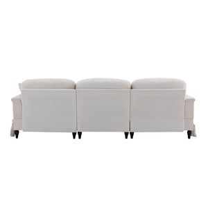English Elm 103.15'' Chenille L-shaped Sectional Sofa with Detachable Pleated Skirt and Ottoman White W3612S00044