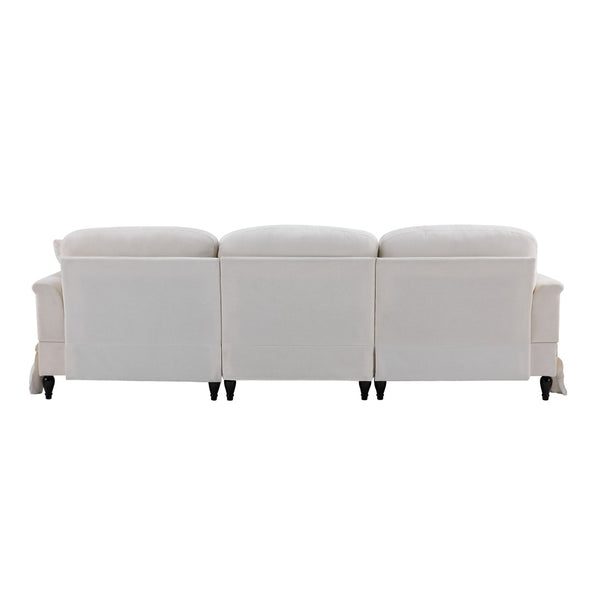 English Elm 103.15'' Chenille L-shaped Sectional Sofa with Detachable Pleated Skirt and Ottoman White W3612S00044