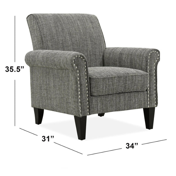 English Elm Barnet Upholstered Accent Chair with Nailhead Trim and Tapered Wood Legs for Living Rooms B127P495067
