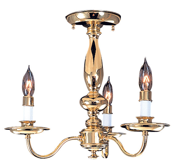 Framburg 3-light Colonial Flush Mount Fixture For Elegant Spaces - Usa-made Classic Design, Versatile Style Polished Brass Metal 9133 Pb