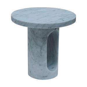 Lilys Laguna Side Table Round Natural White Marble 9133